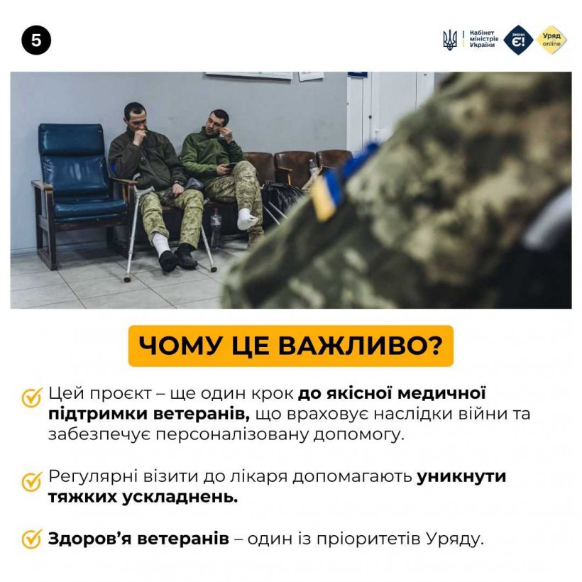 Уряд розширює перелік безоплатних медичних послуг для ветеранів